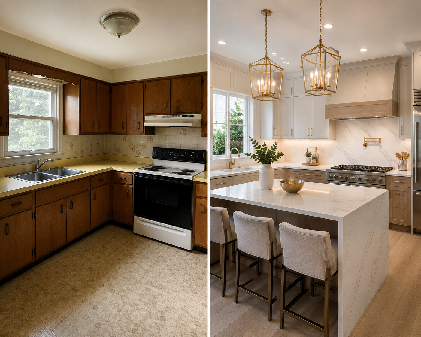 Kitchen before and after remodel