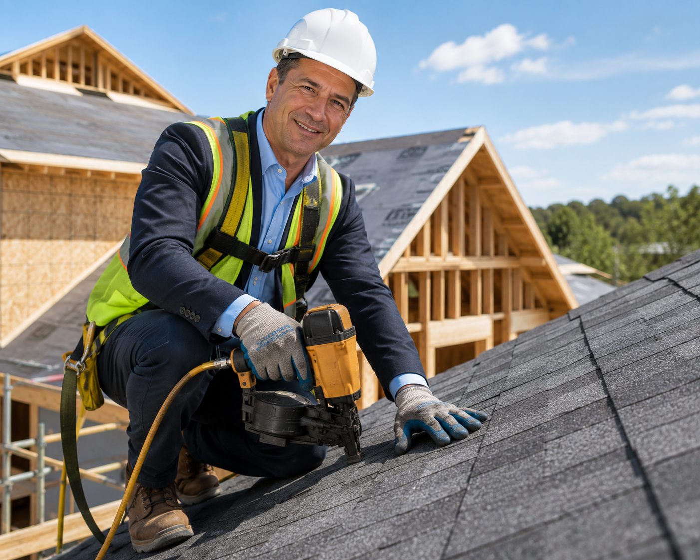 Jaber Moini doing roofing work on a San Diego home